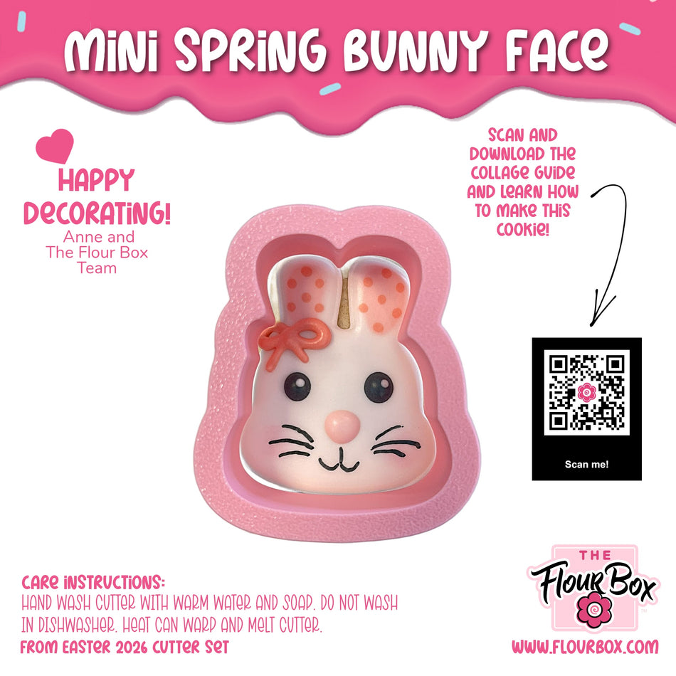 Mini Spring Bunny with Bow Face Cookie Cutter