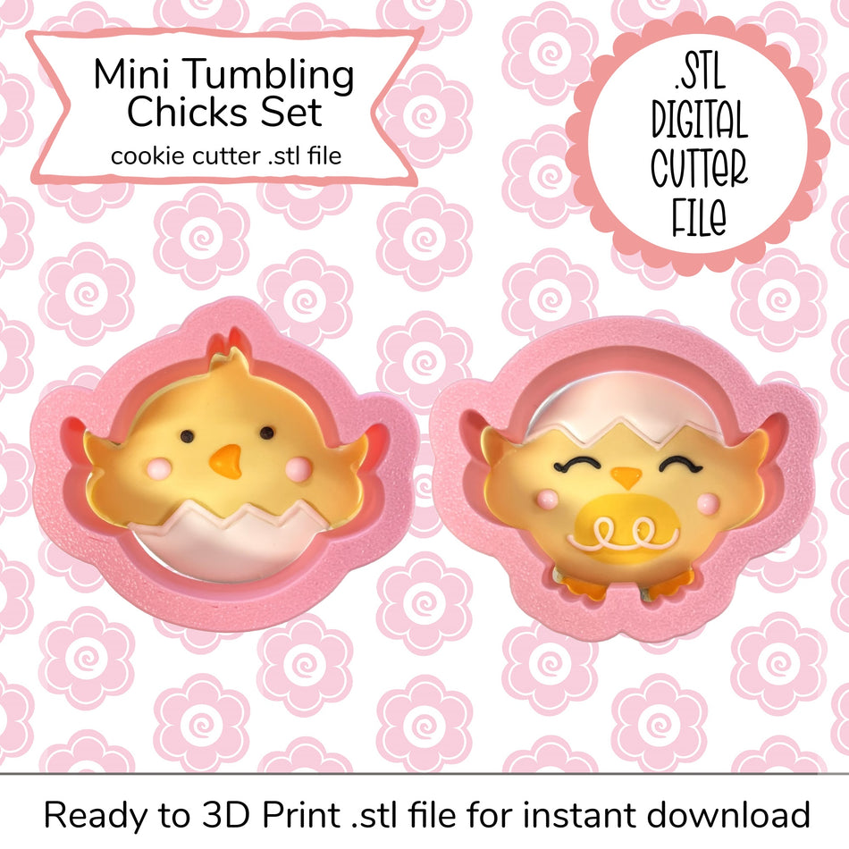 Mini Tumbling Chicks 2pc Cutter STL File (digital file)