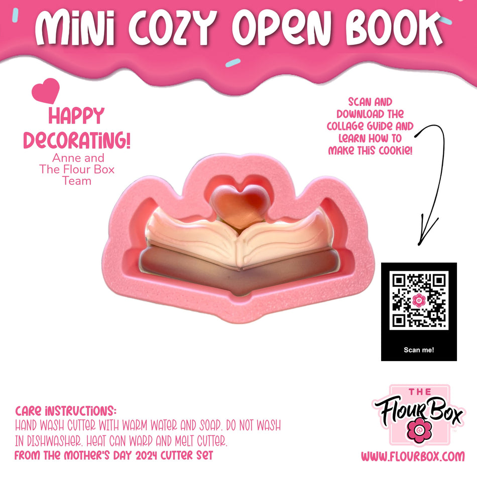 Mini Cozy Open Book Cookie Cutter