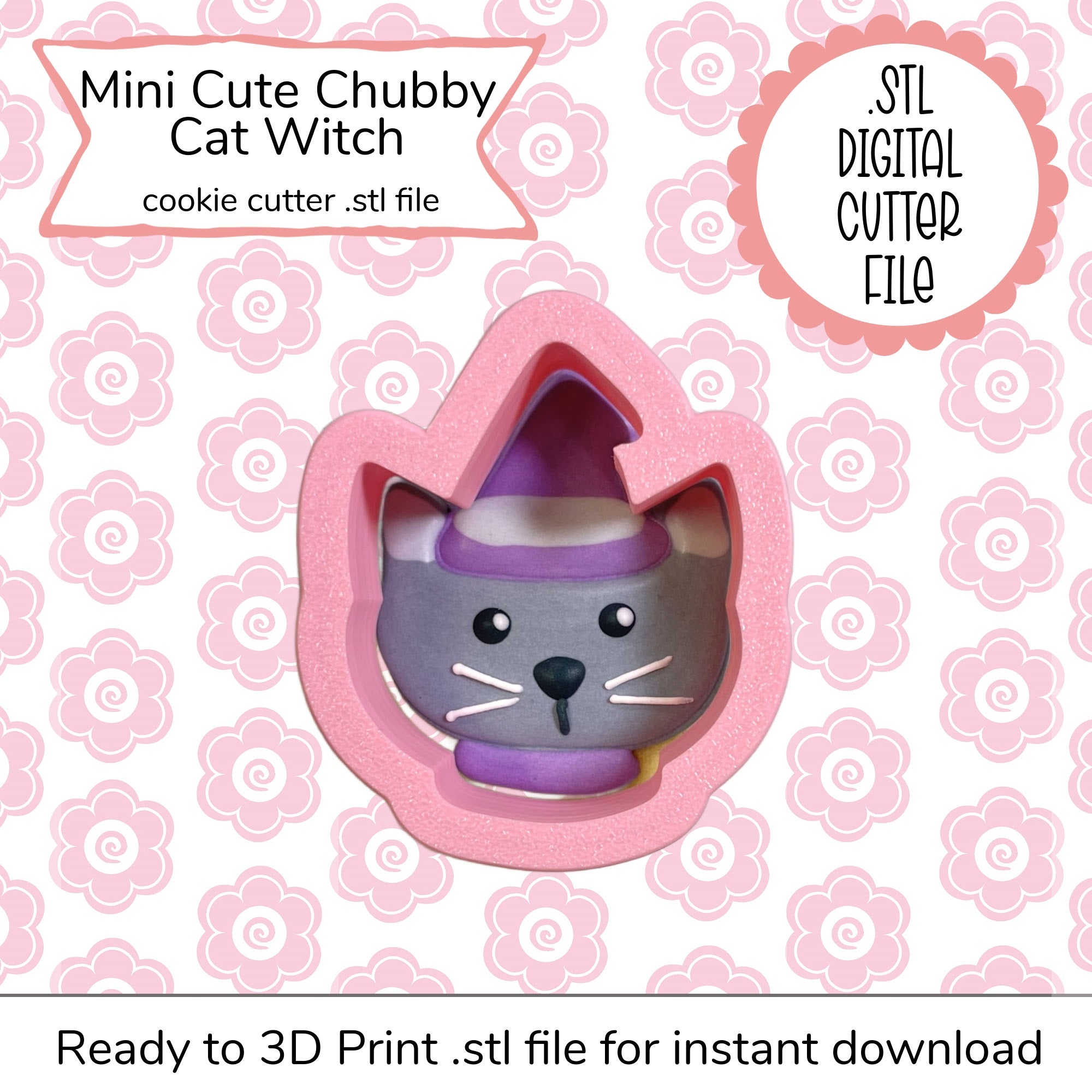 Mini Cute Chubby Cat Cutter STL File (digital file)