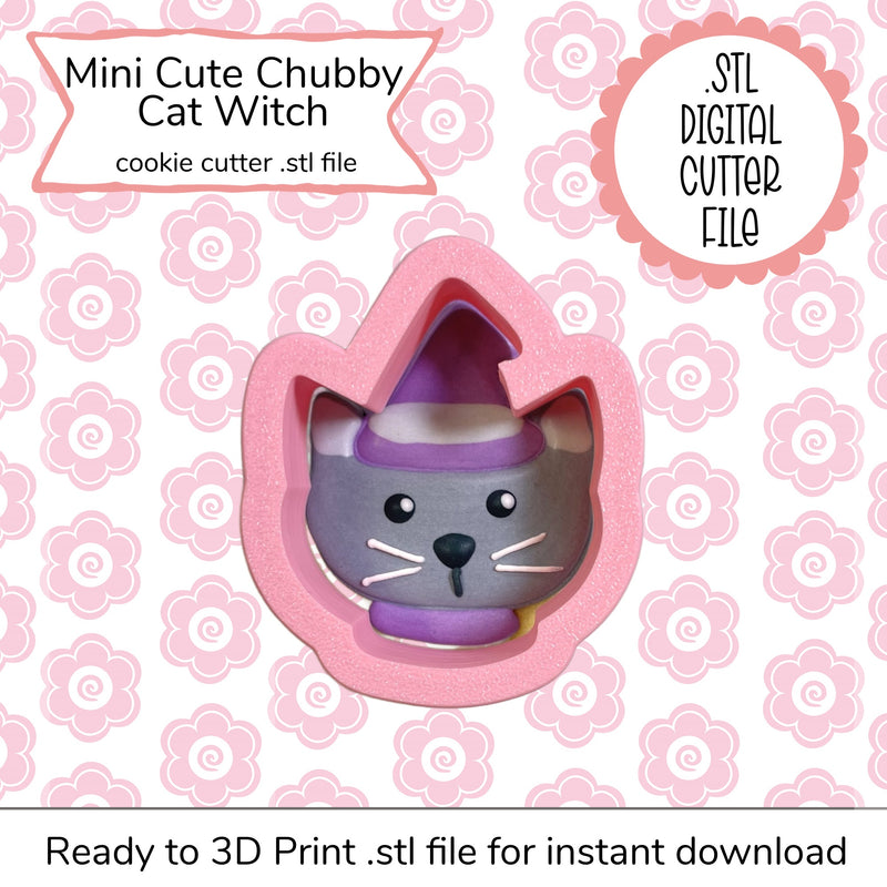 Mini Cute Chubby Cat Cutter STL File (digital file)
