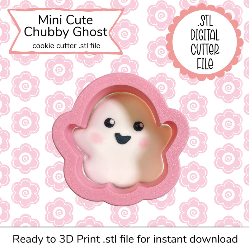 Mini Cute Chubby Ghost Cutter STL File (digital file)