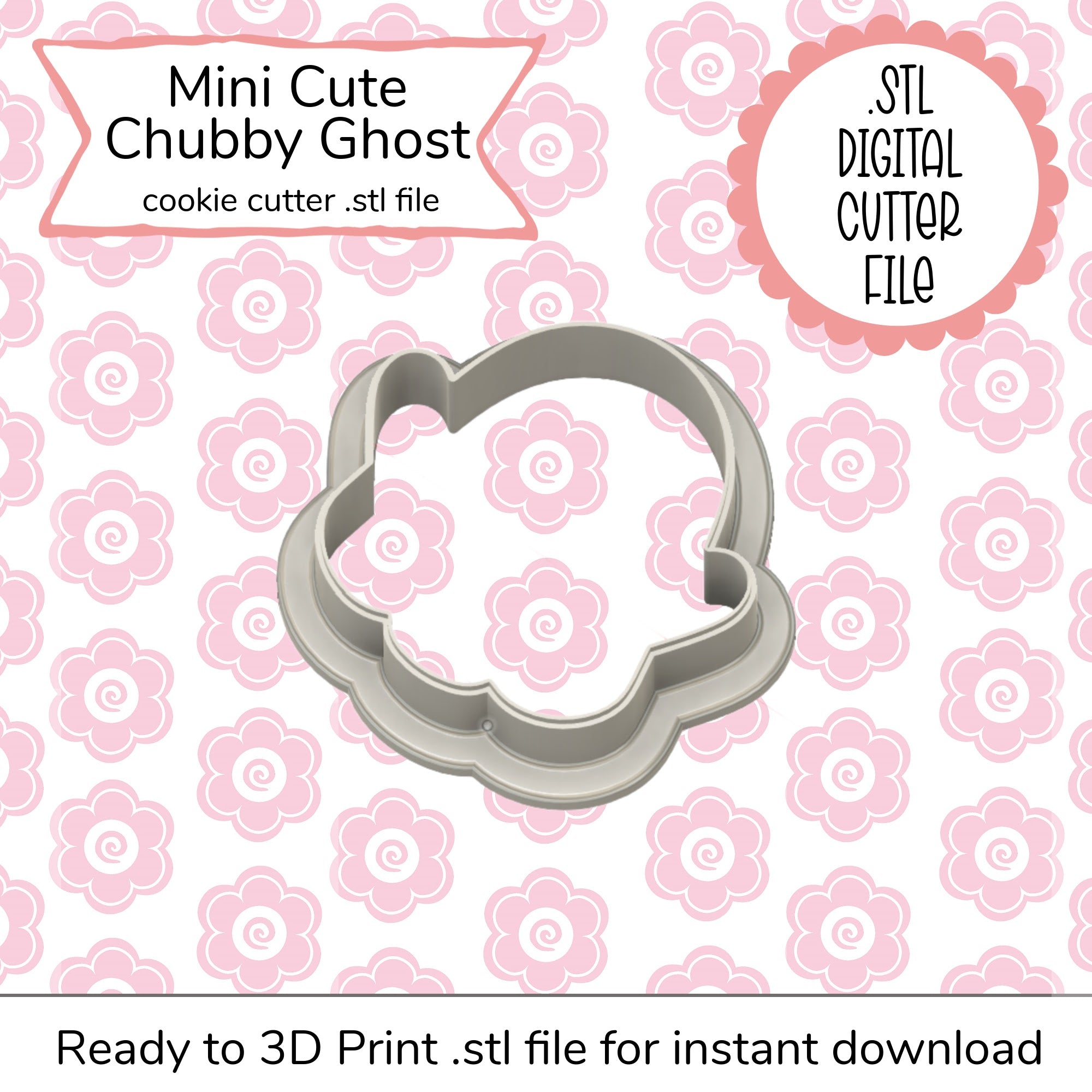 Mini Cute Chubby Ghost Cutter STL File (digital file)