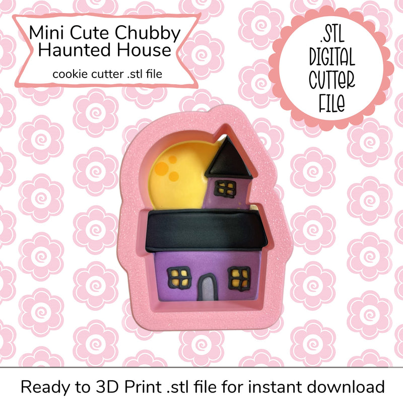 Mini Cute Chubby Haunted House Cutter STL File (digital file)