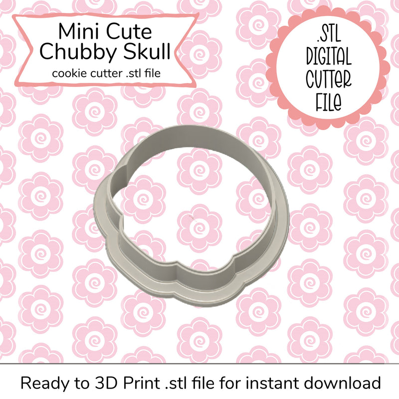 Mini Cute Chubby Skull Cutter STL File (digital file)