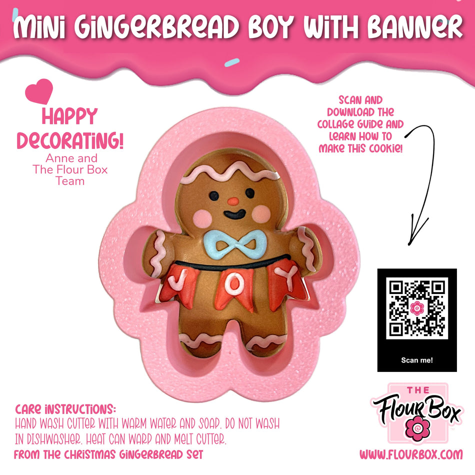 Mini Gingerbread Boy with Banner Cookie Cutter