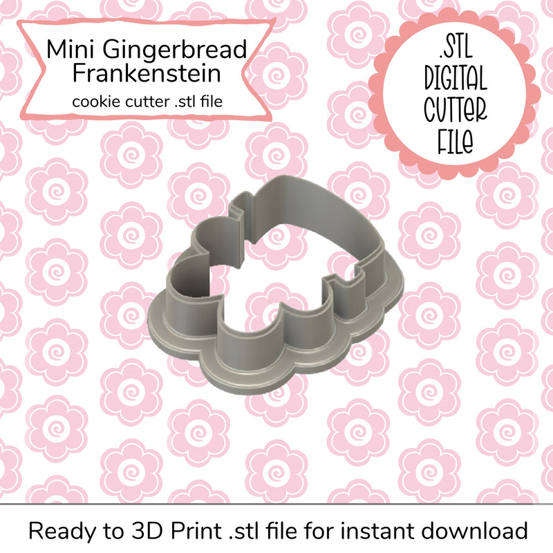 Mini Gingerbread Frankenstein Cutter STL File (digital)