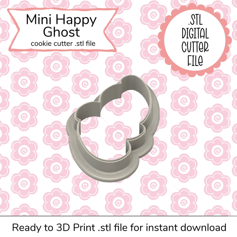 Mini Happy Ghost Cutter STL File (digital)