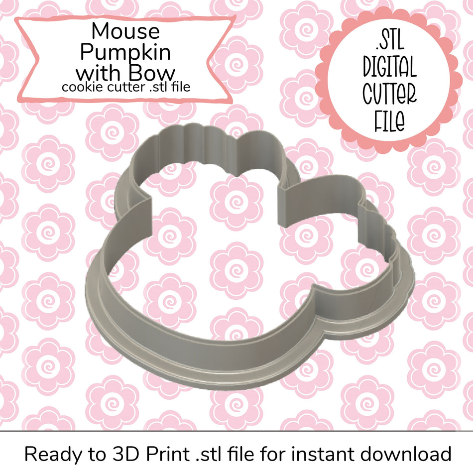 Mouse Pumpkin with Bow Cutter STL File (digital file)