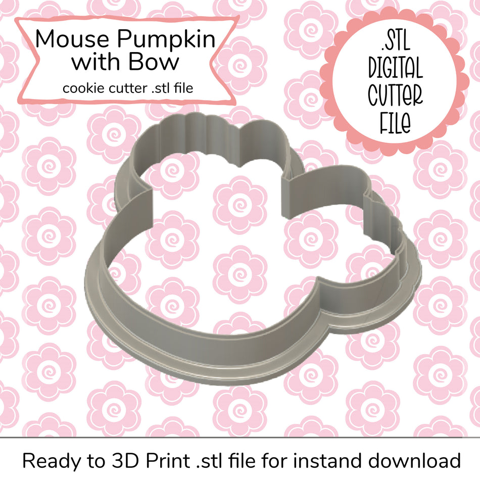 Mouse Pumpkin with Bow Cutter STL File (digital file)