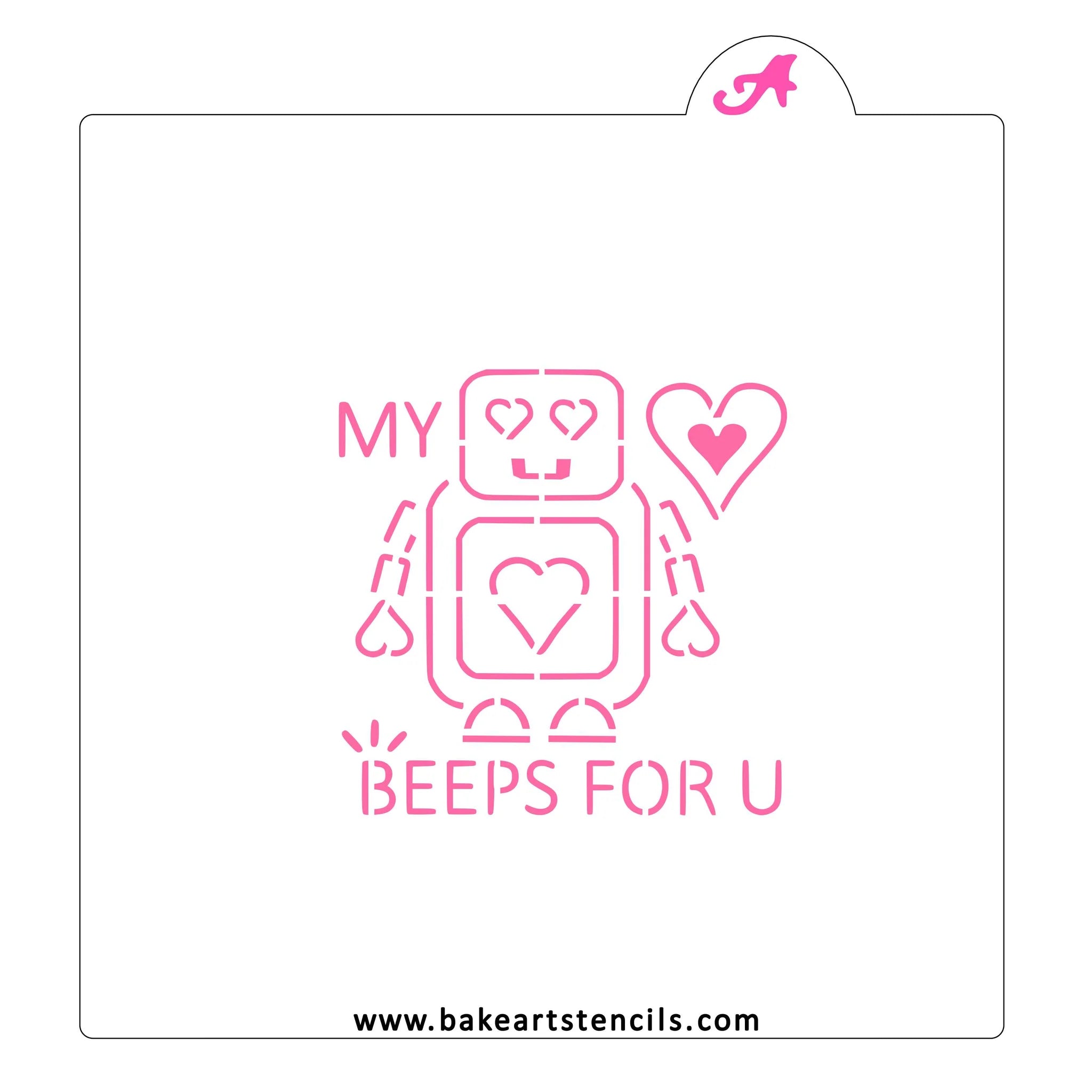 My Heart Beeps for You PYO BakeArt Stencil