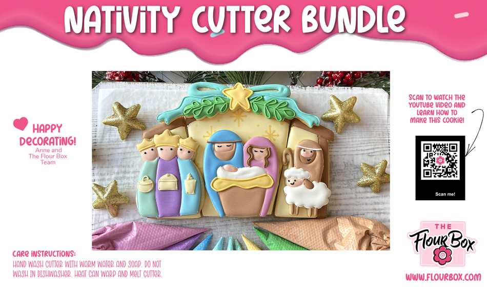 Nativity Cookie Cutter with Starry Night Stencil BUNDLE (6 cutters)