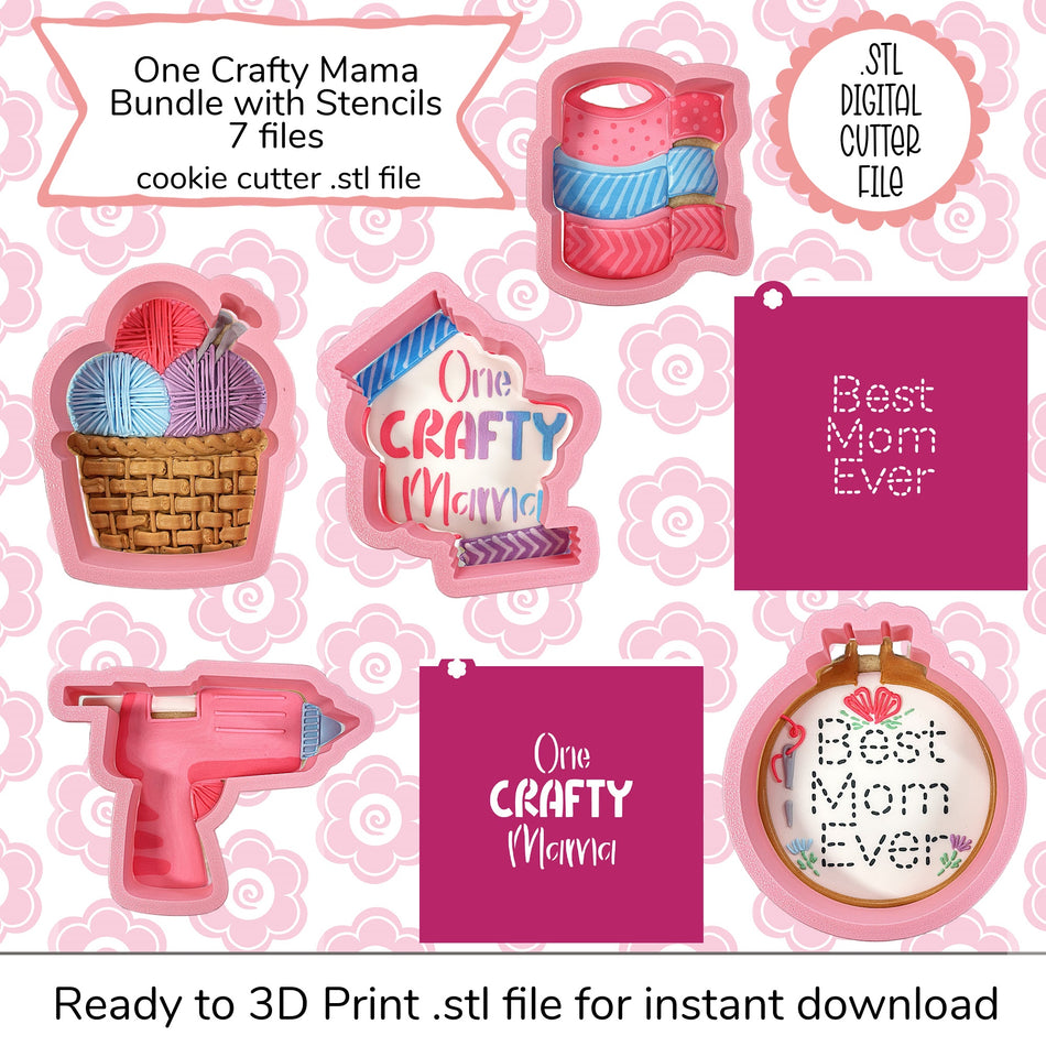 One Crafty Mama Cutter Bundle STL File and 2 SVG Stencil File (digital file)