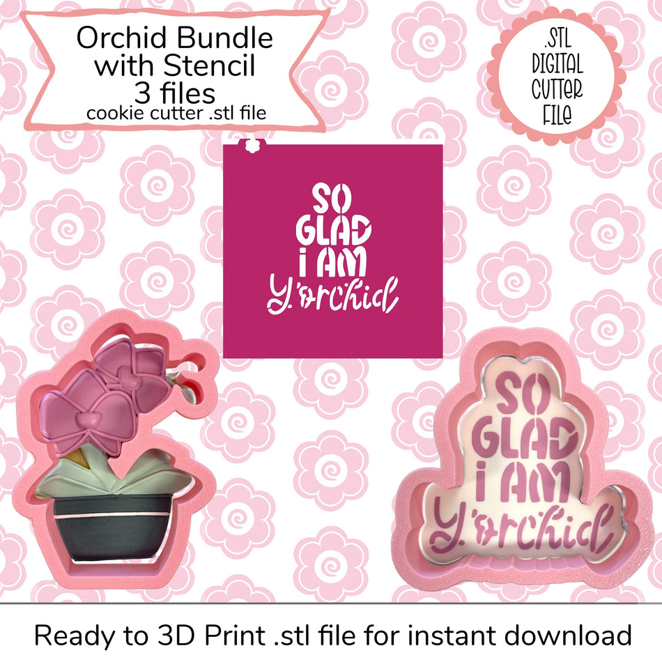 Orchid Cutter Bundle STL File and SVG Stencil File (digital file)