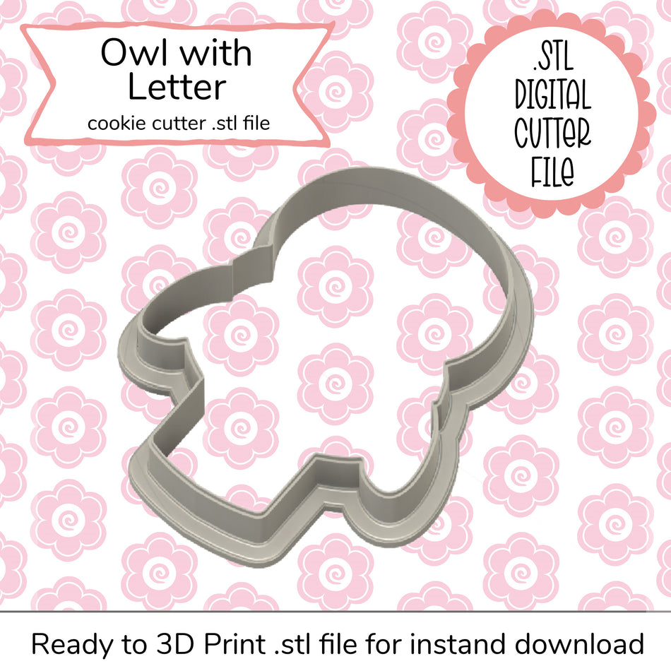 Owl with Letter STL Cutter File (digital file)