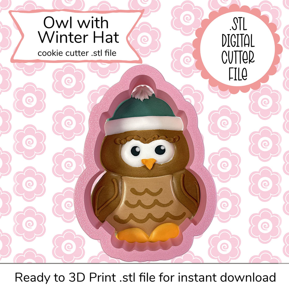 Owl in Winter Hat Cutter STL File (digital file)