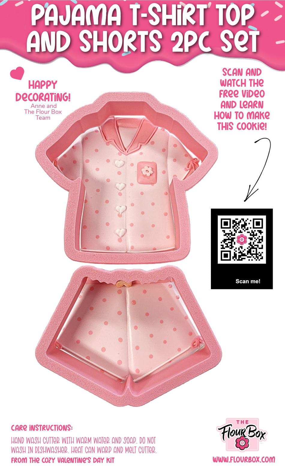 Pajama T-Shirt Top and Shorts 2pc Cookie Cutter Set