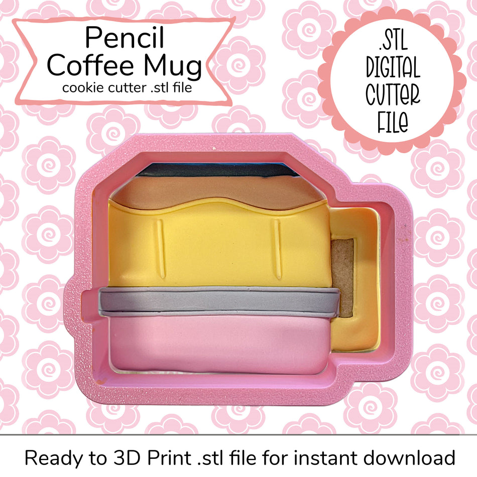 Pencil Coffee Mug Cutter STL File (digital file)