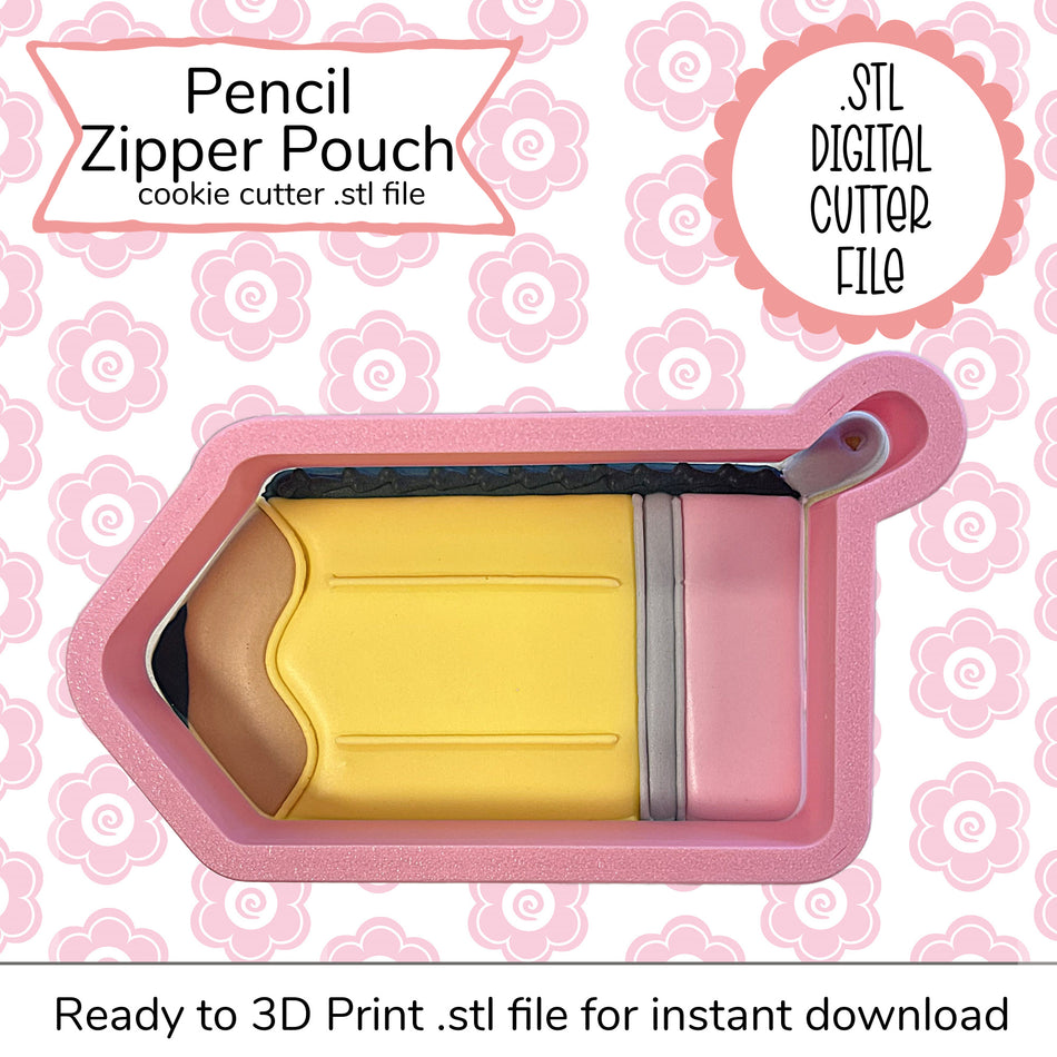 Pencil Zipper Pouch Cutter STL File (digital file)