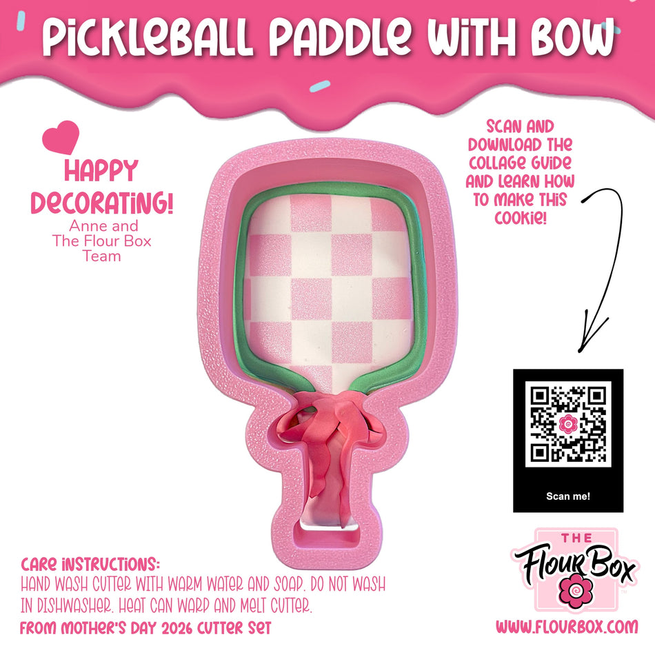 Pickleball Paddle with Bow Cookie Cutter