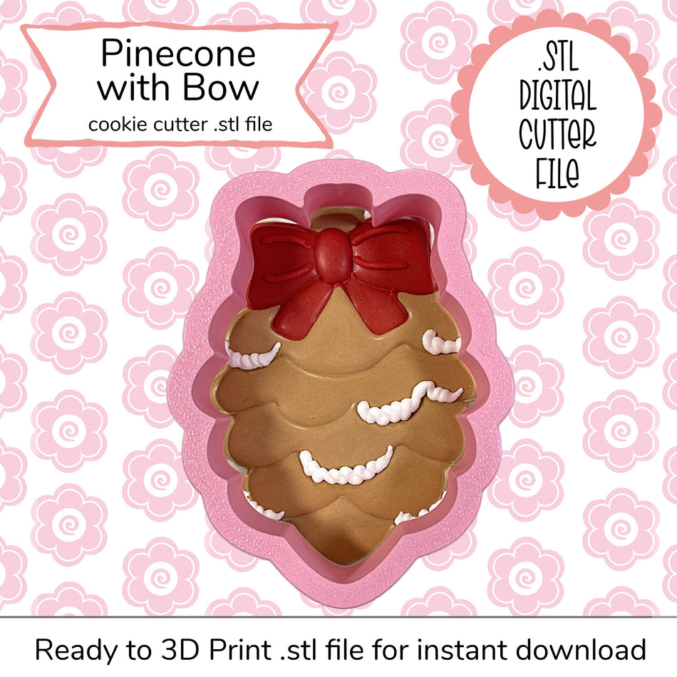 Pinecone with Bow Cutter STL File (digital file)