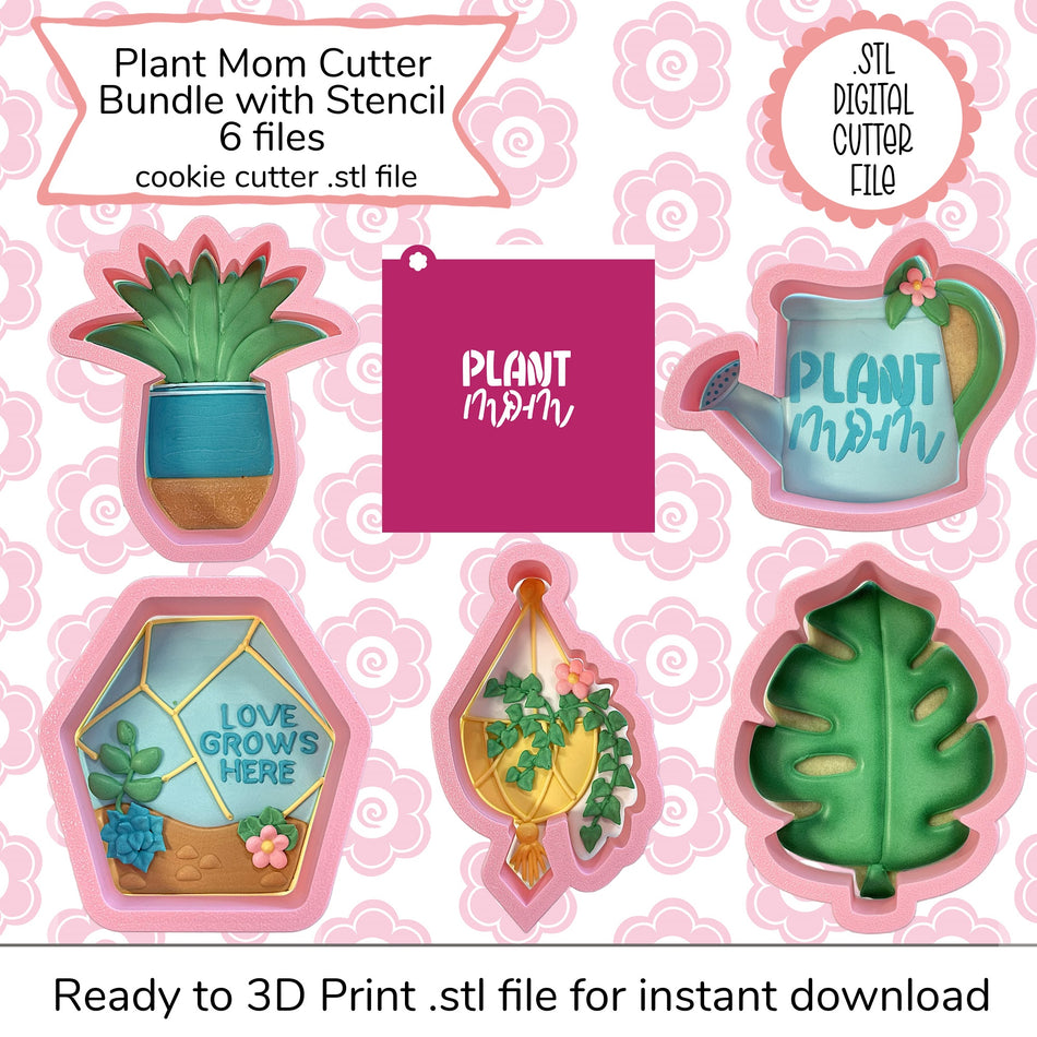 Plant Mom Cutter Set STL File and SVG Stencil File (digital file)
