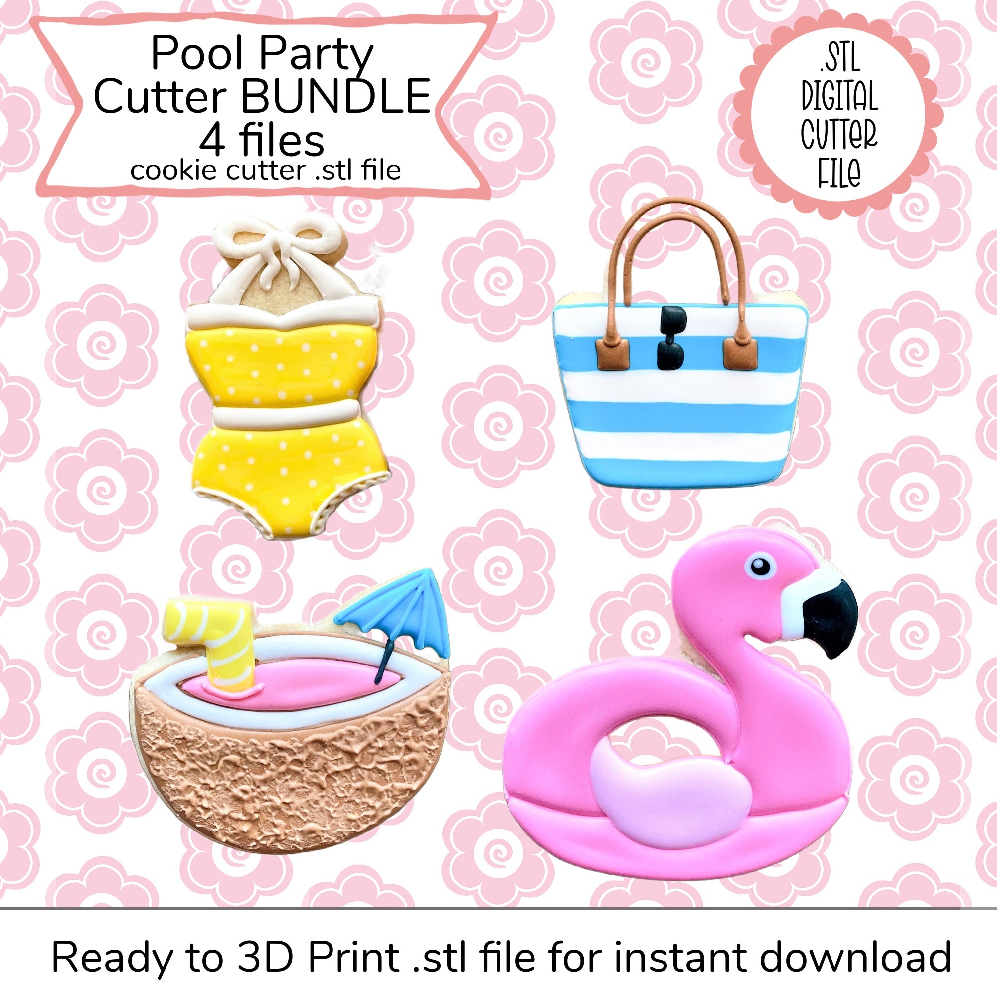 Pool Party Cutter Bundle STL Files (digital file) – The Flour Box