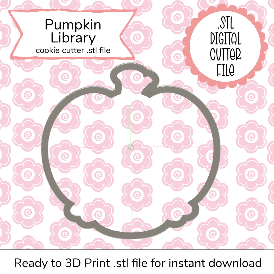 Pumpkin Library STL Cutter File and SVG Stencil (digital files)