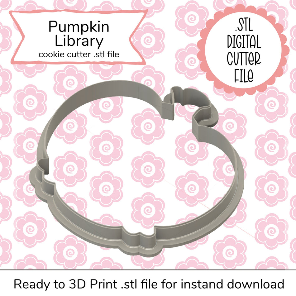 Pumpkin Library STL Cutter File and SVG Stencil (digital files)