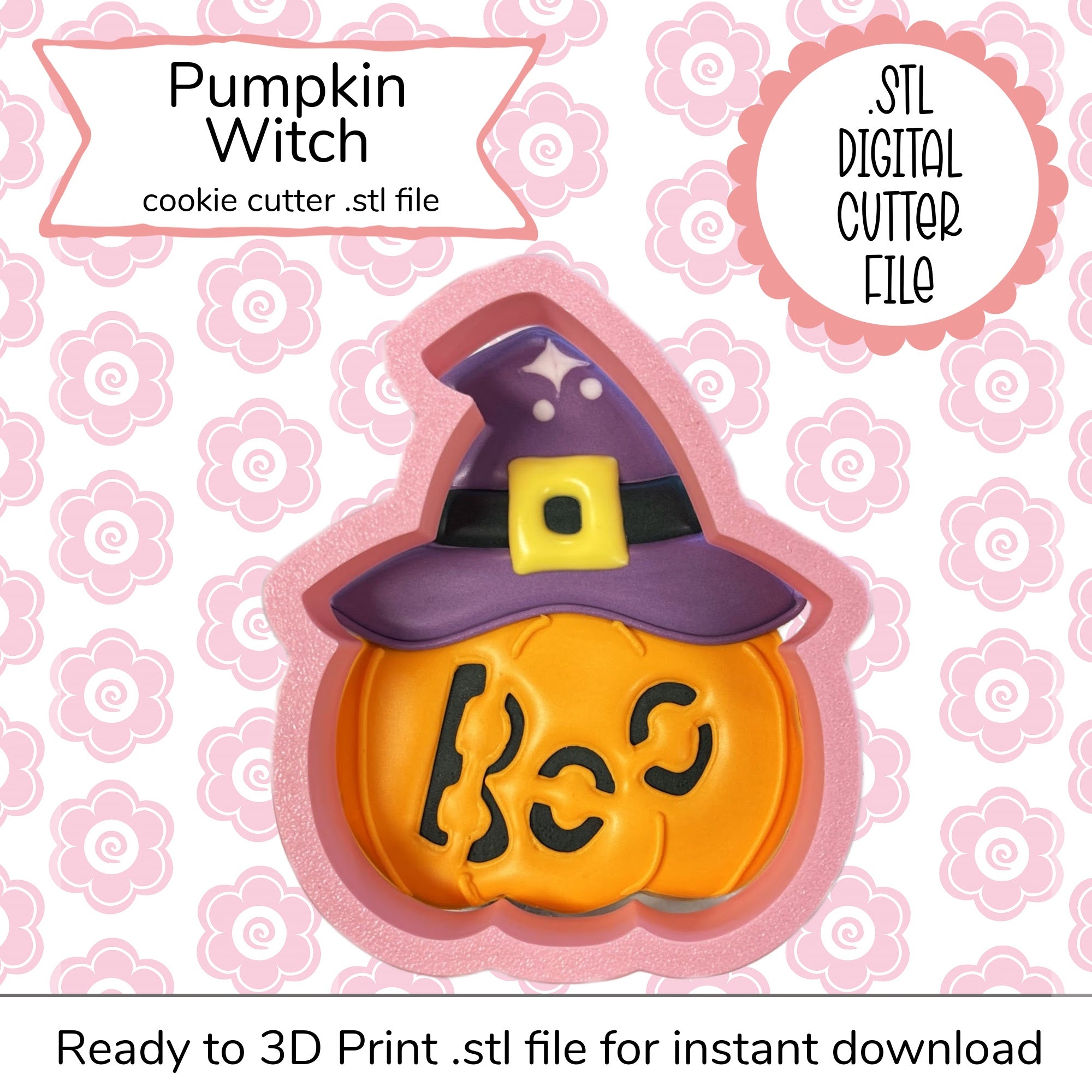 Pumpkin Witch Cutter STL File (digital file)