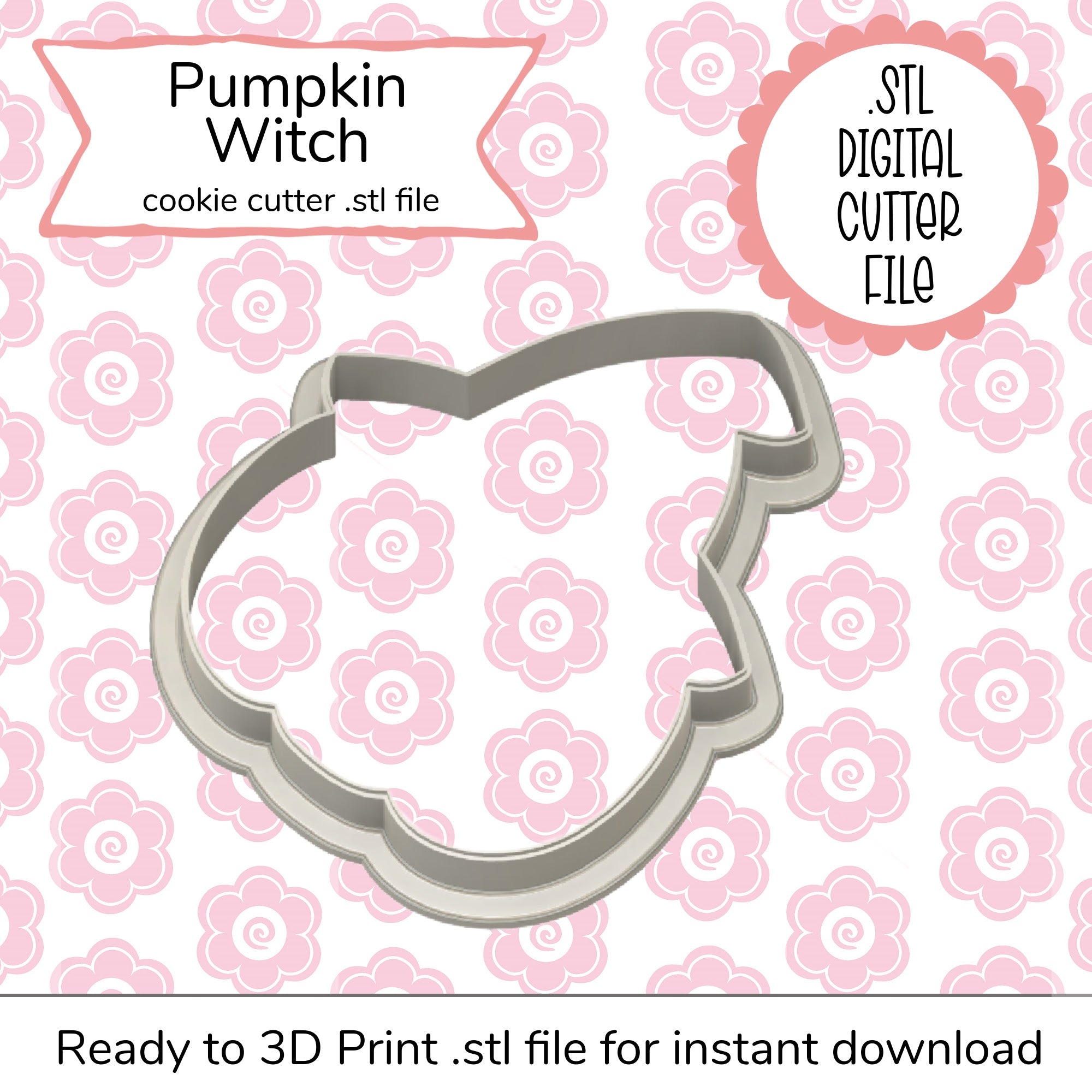 Pumpkin Witch Cutter STL File (digital file)
