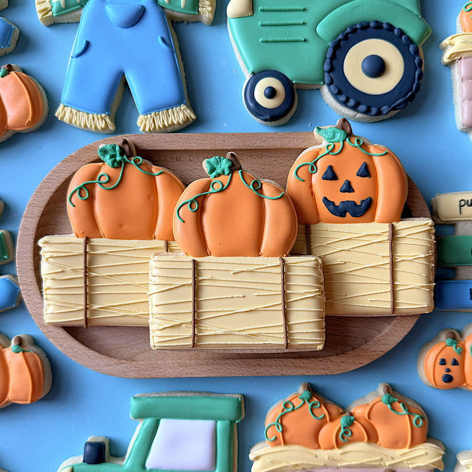 Pumpkin on Hay Bale Flour Box Club Cookie Cutter