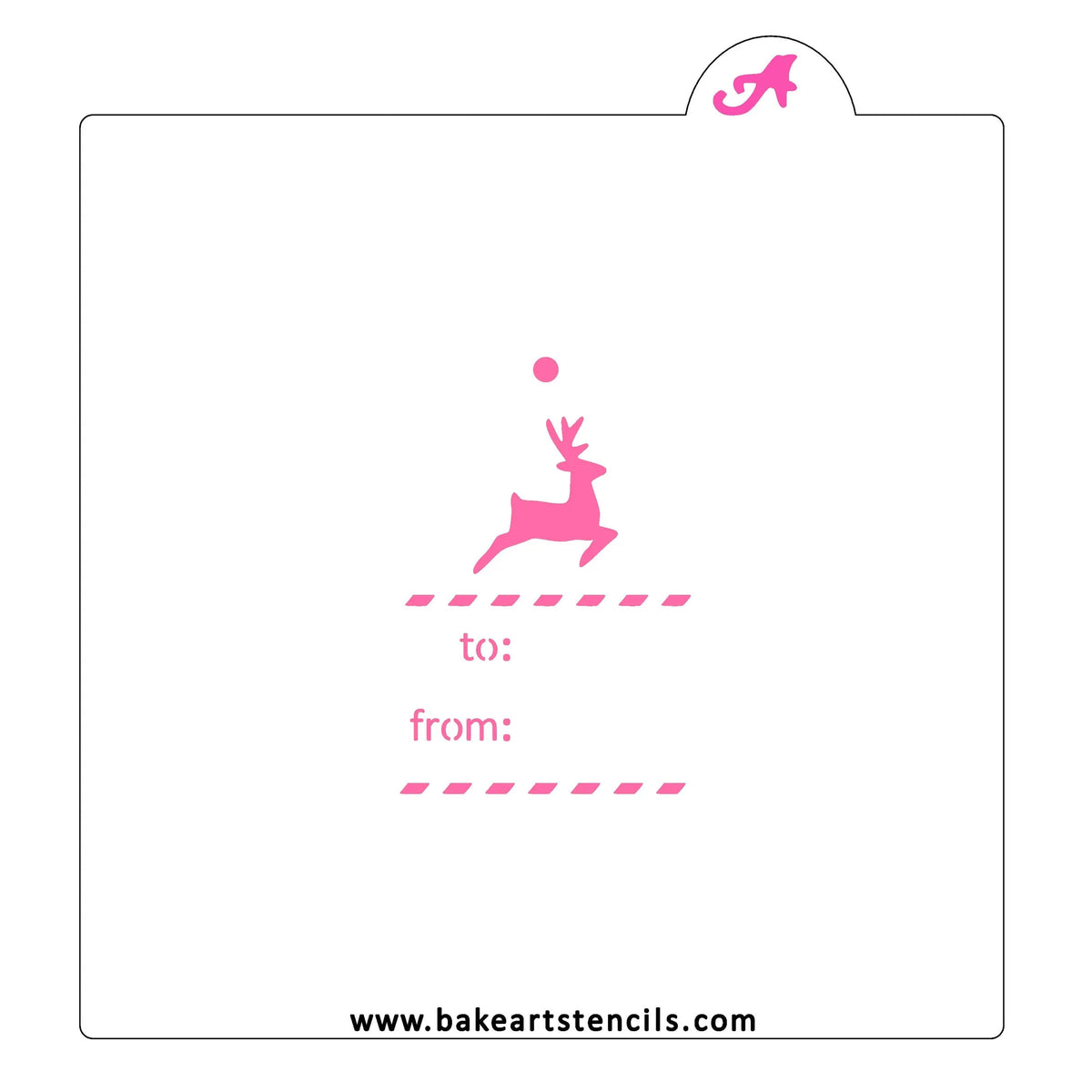 Reindeer Gift Tag BakeArt Stencil