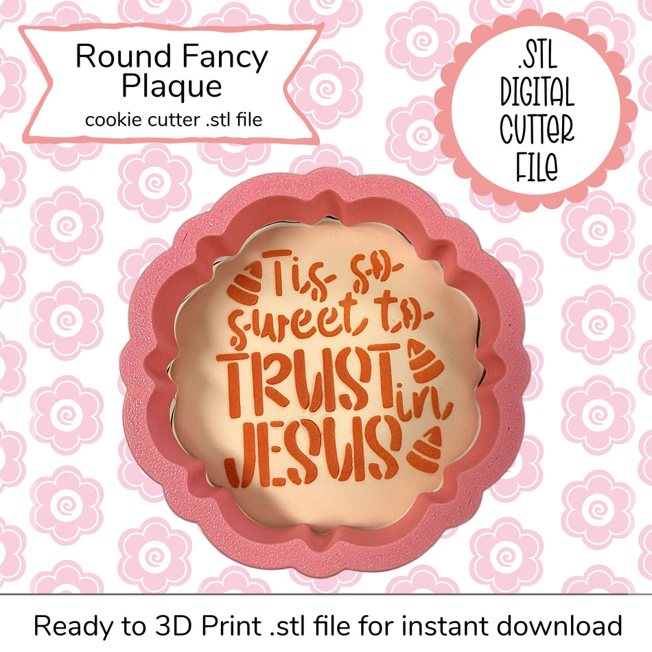 Round Fancy Plaque Cutter STL File (digital file)