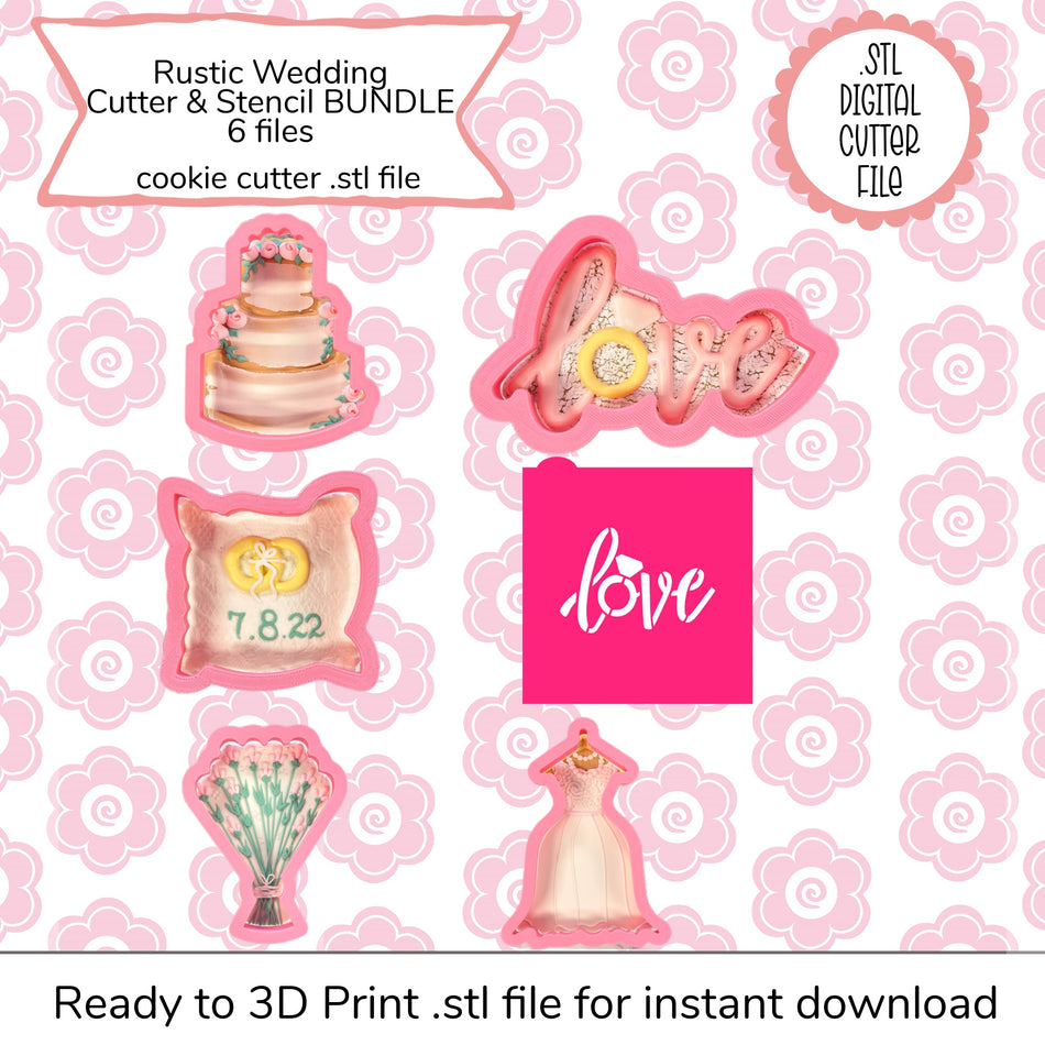 Rustic Wedding Cutter Bundle STL Files (digital file)