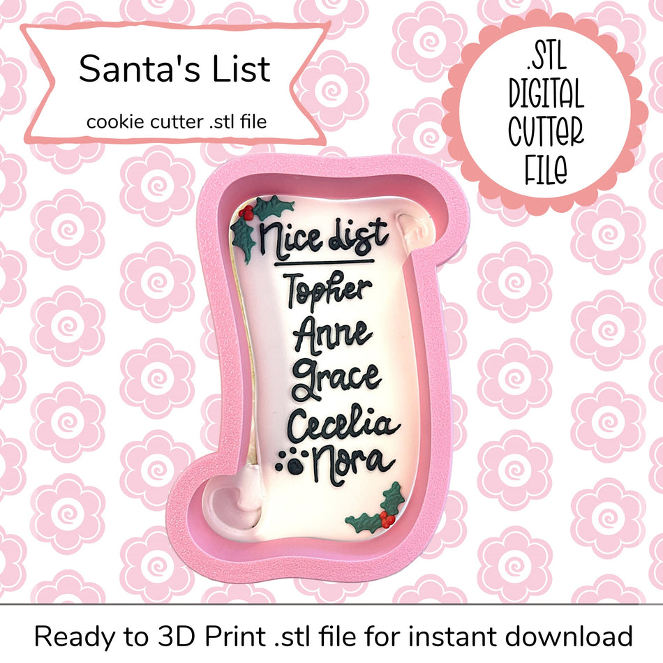 Santa's List Cutter STL File (digital file)