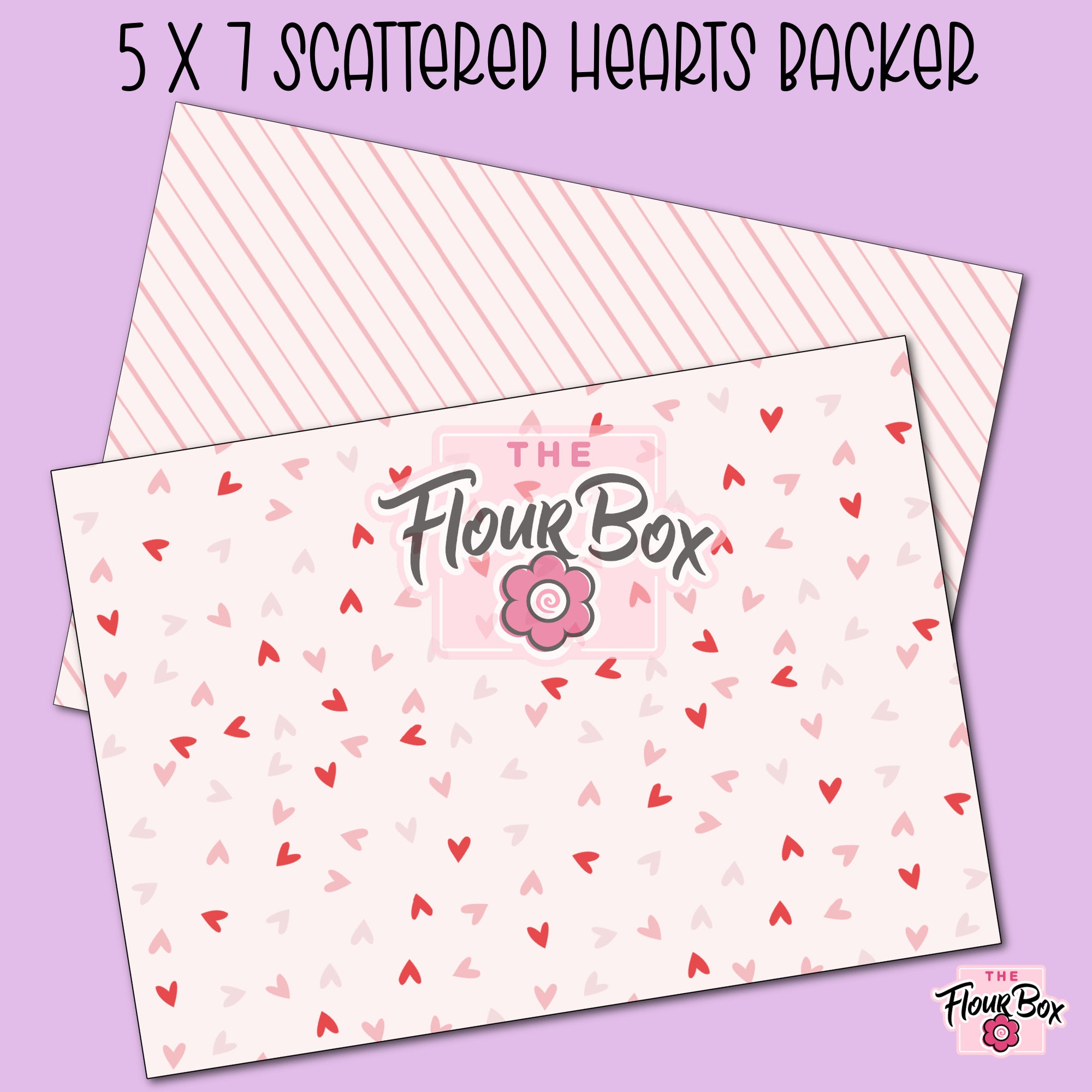 Scattered Hearts Cookie BOX Backer - 5" x 7" Rectangle - 25 BACKERS