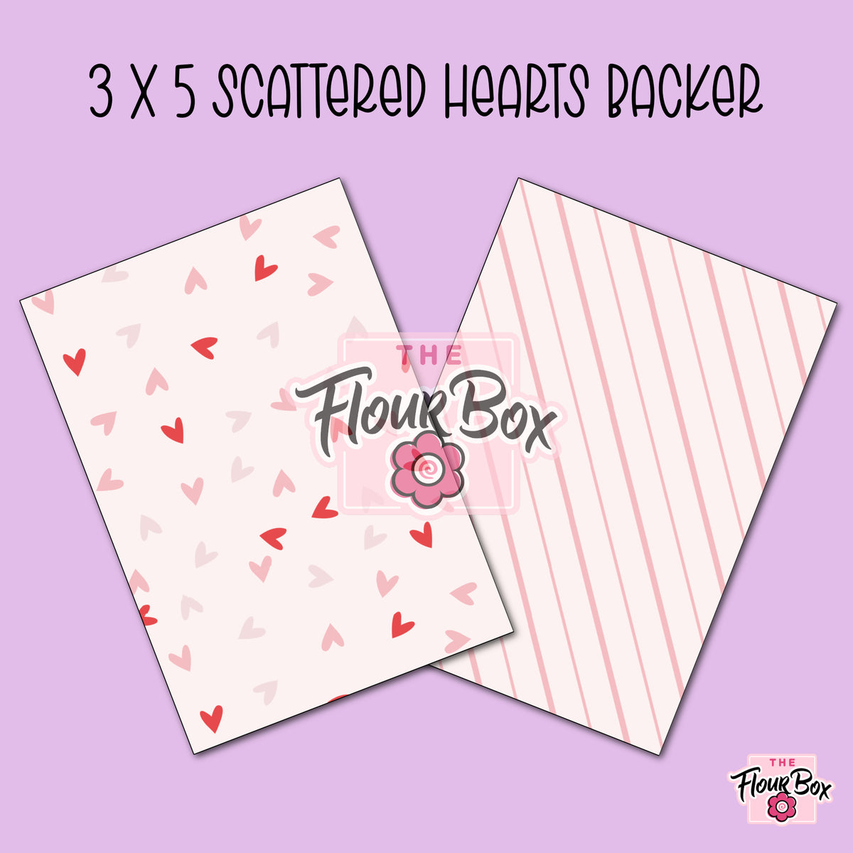 Scattered Hearts Cookie BOX Backer - 3" x 5" Rectangle - 25 BACKERS