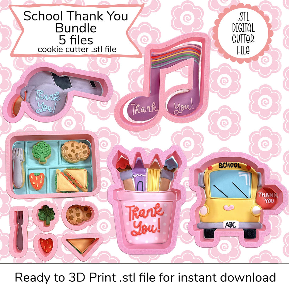 School Thank You Cutter Bundle STL Files (digital file)