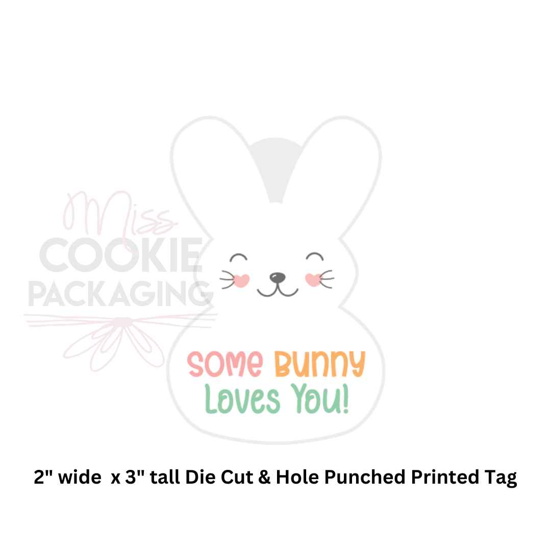 Some Bunny Loves You! Bunny Shaped Die Cut Cookie Tag 2" x  3" - QTY 25