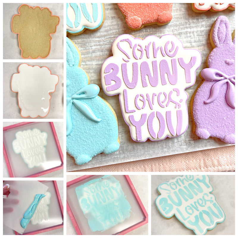 Some Bunny Loves You Plaque Cookie Cutter with Stencil SET