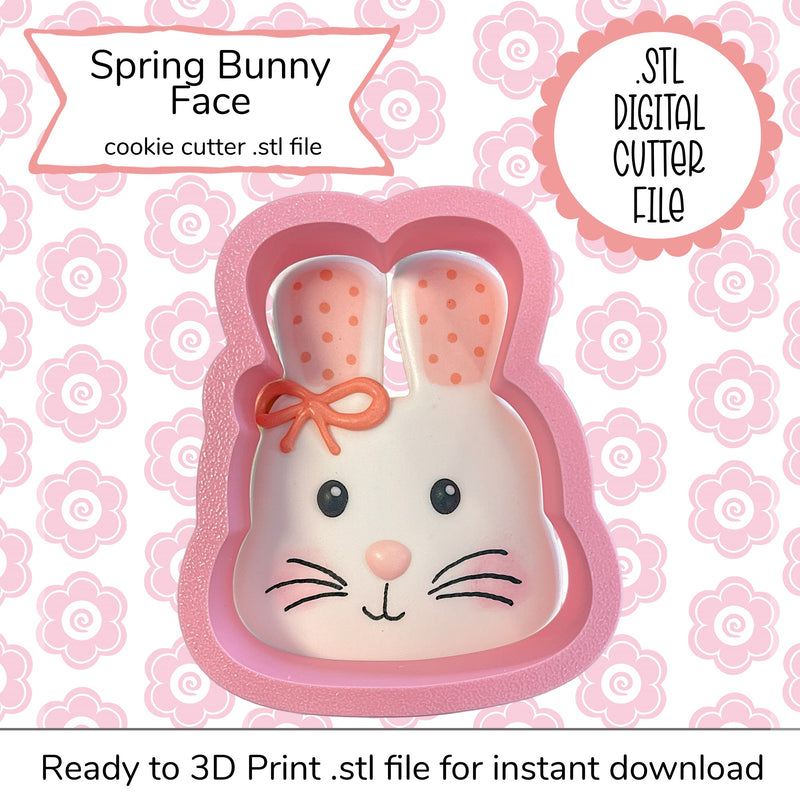 Spring Bunny with Bow Face Cutter STL File (digital file)