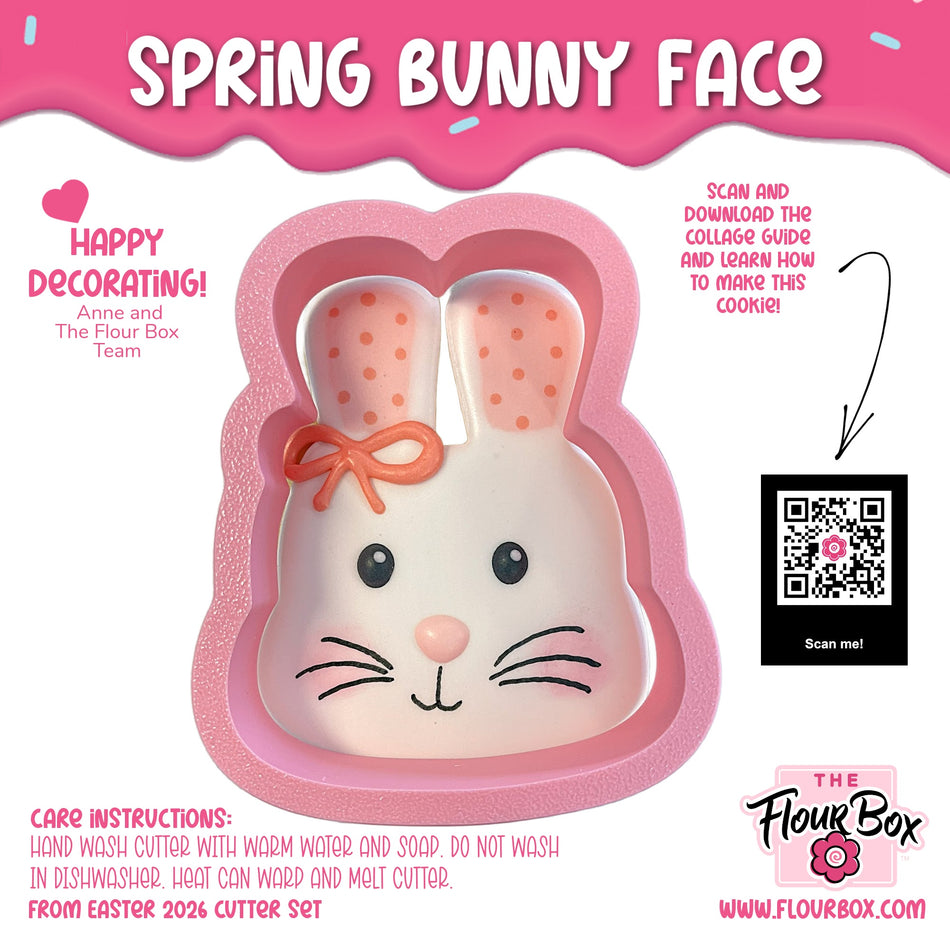 Spring Bunny with Bow Face Cookie Cutter