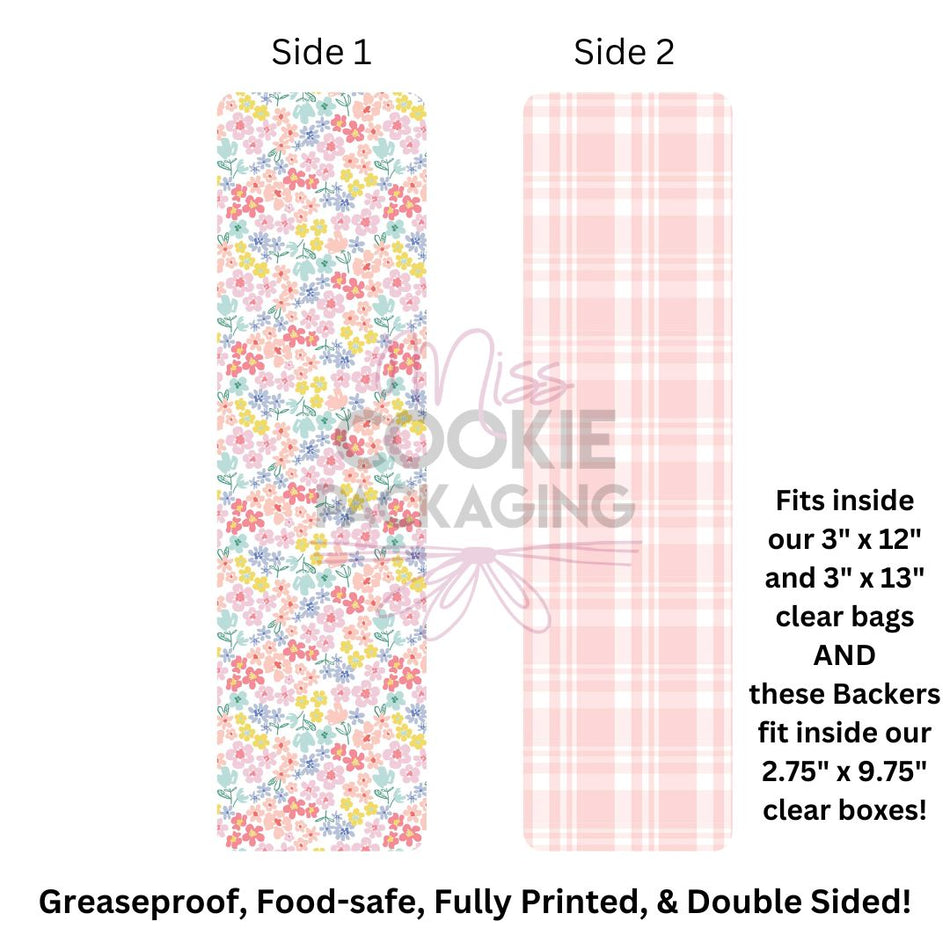 Spring Floral Cookie BAG Backer Card - 2.625