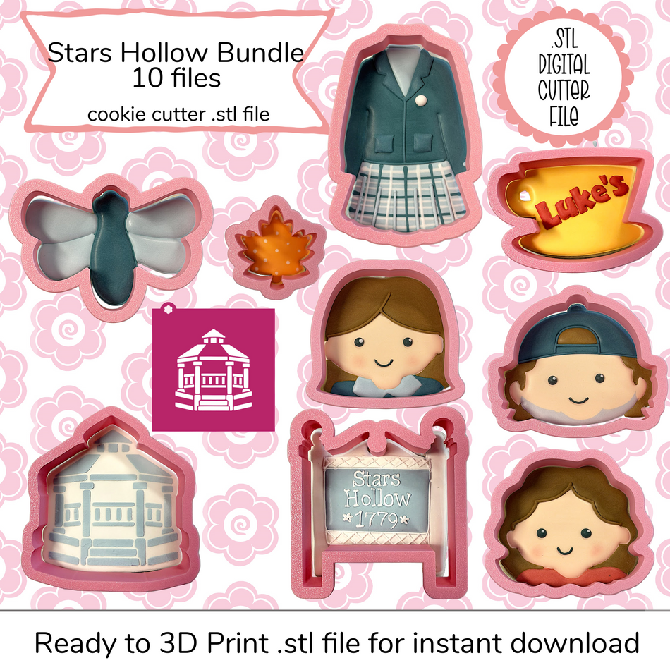 Stars Hollow Cutter Bundle STL File and SVG Stencil File (digital file)