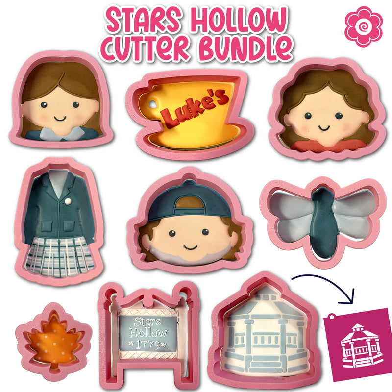 Stars Hollow Cookie Cutter with Stencil Bundle (9 Cutters)