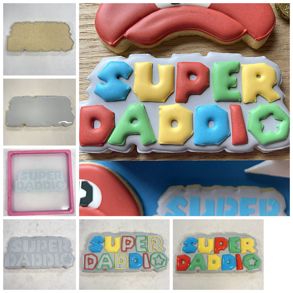 Super Daddio Plaque Cookie Cutter with Stencil