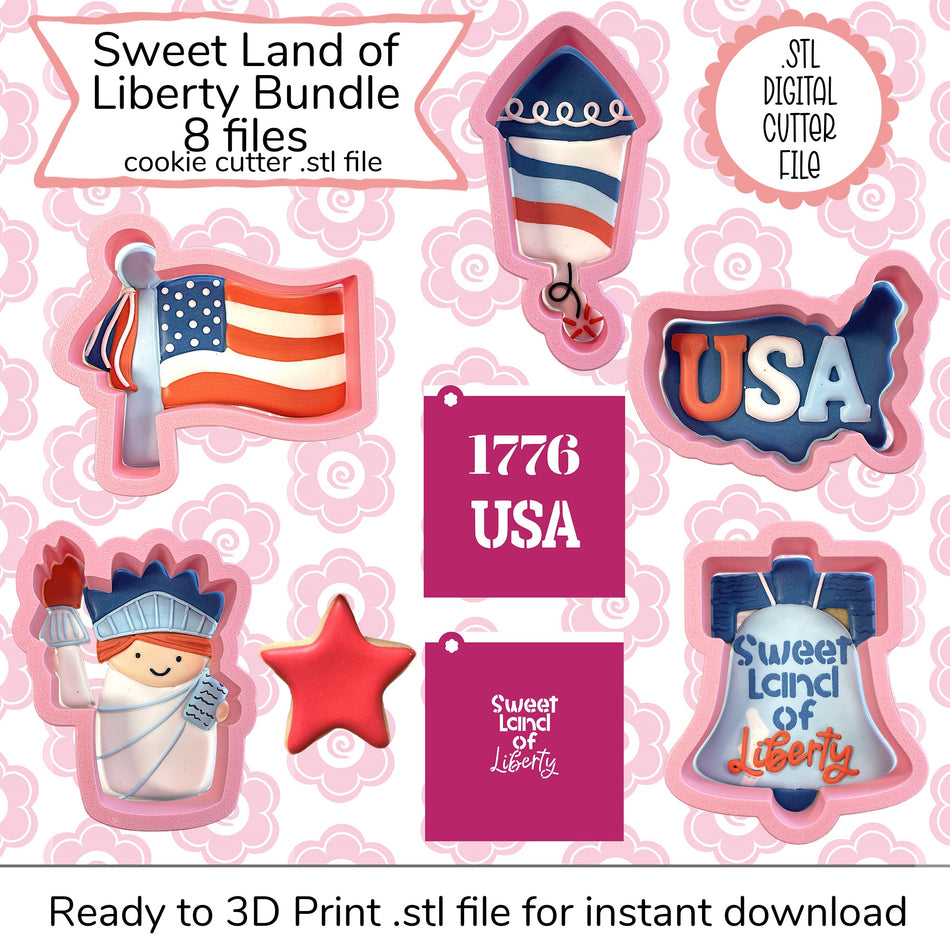 Sweet Land of Liberty Cutter Bundle STL Files and SVG Stencil File (digital file)