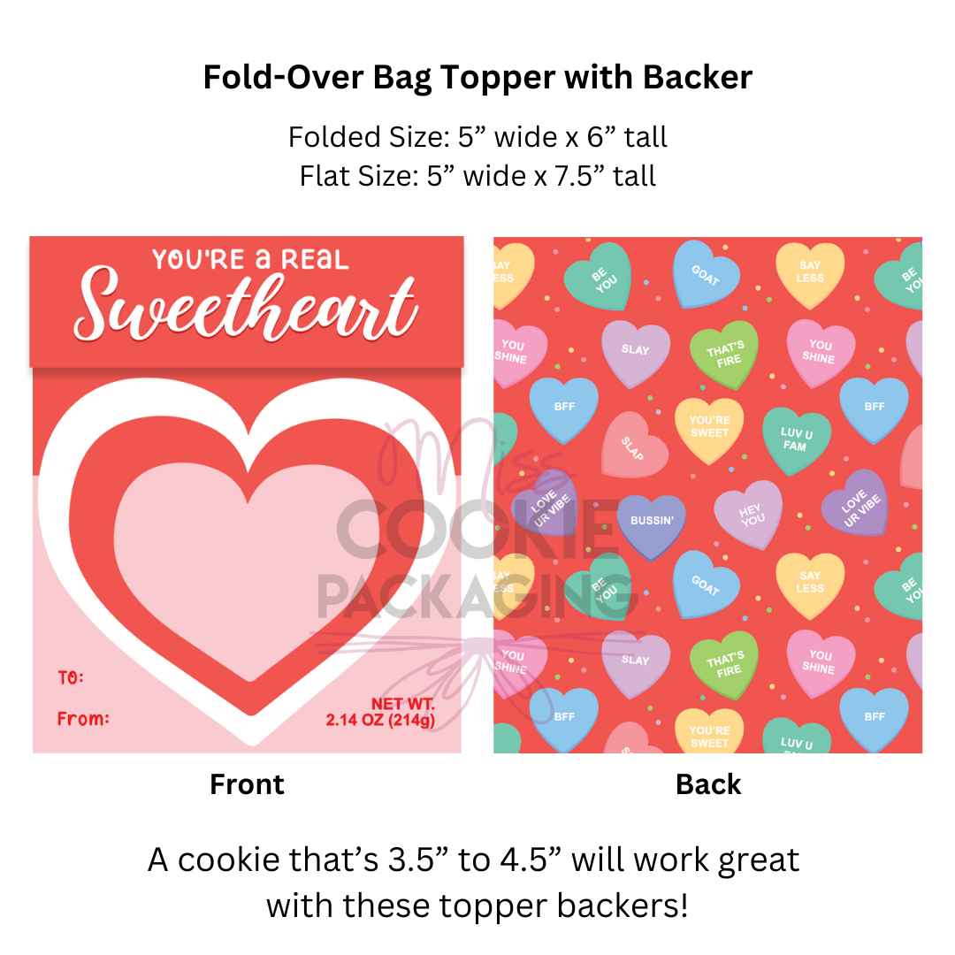 Sweethearts Fold-Over Topper/Backer  - QTY 25