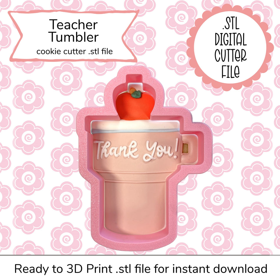 Teacher Tumbler Cutter STL File (digital file)